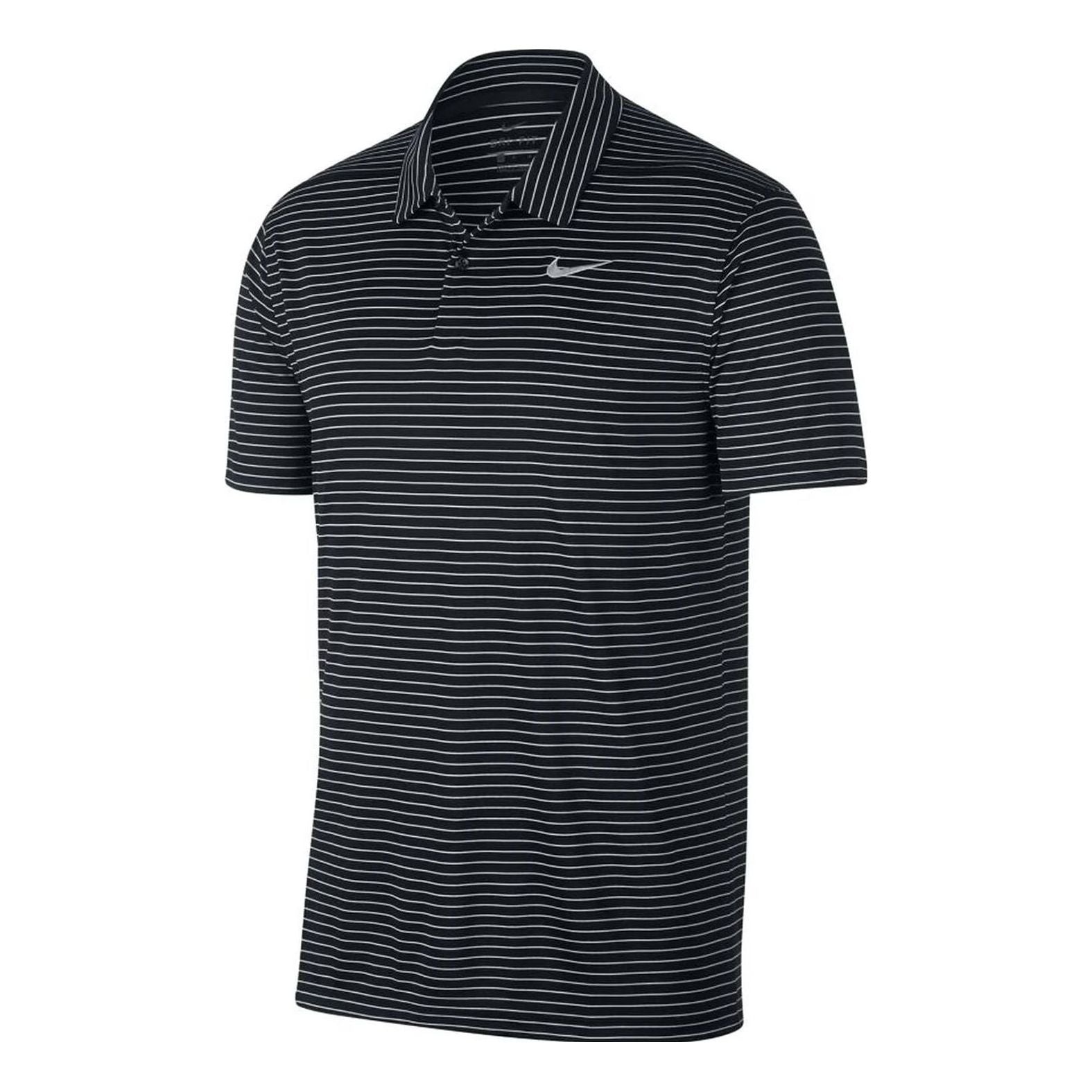 Nike Dri-fit Striped Golf Polo Shirt 'Black Summit White' AJ5482-010