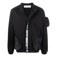 Men's Off-White FW22 Solid Color Logo Webbing Zipper Jacket Black OMVC007C99FAB0011001