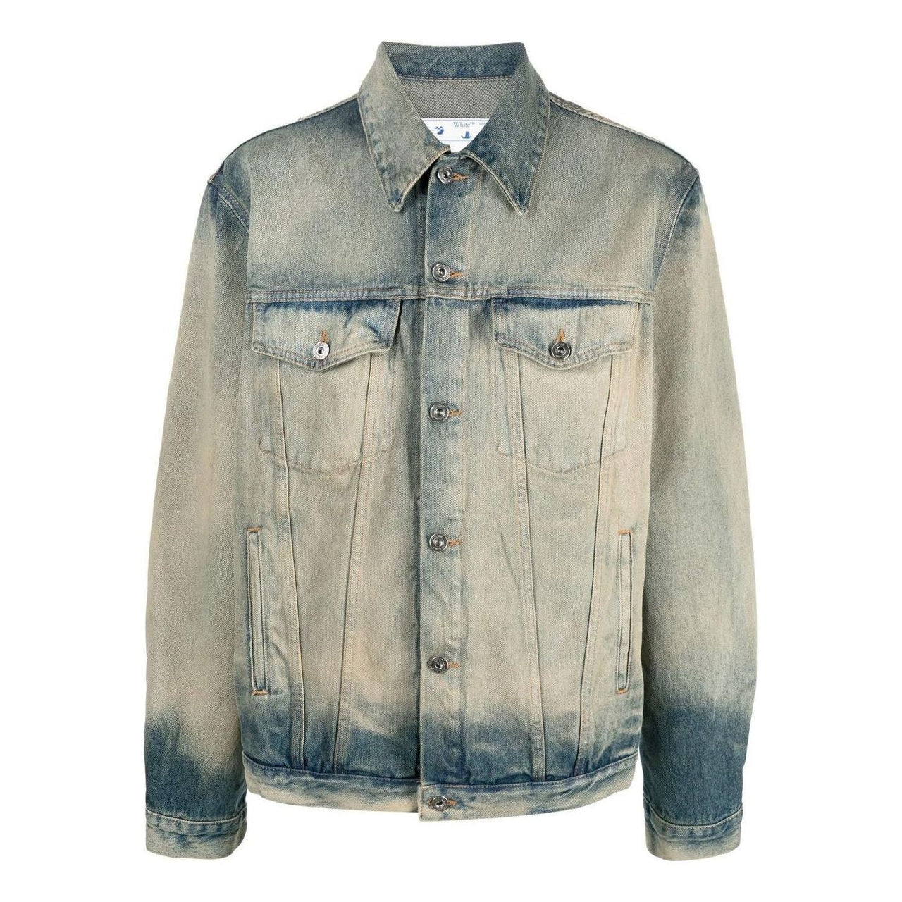 Men's Off-White FW22 Distress Denim Version Gray Jacket OMYE077F22DEN0044800