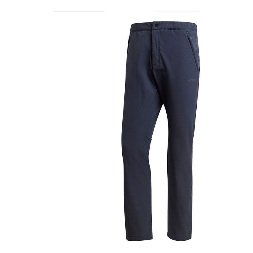 adidas Solid Color Outdoor Casual Knit Long Pants Navy Blue GE9910