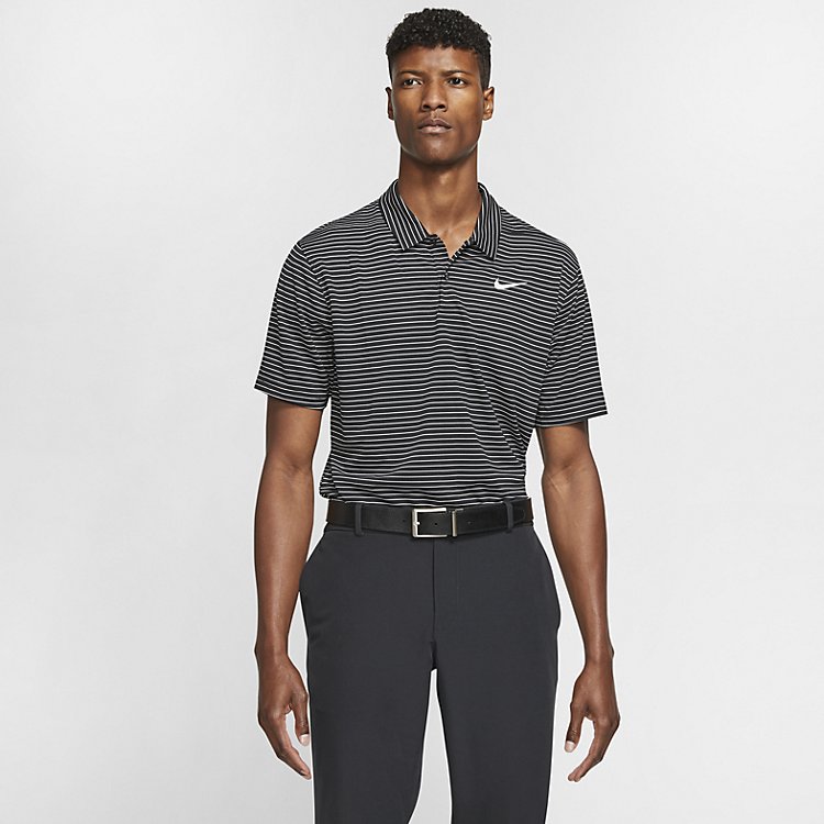 Nike Dri-fit Striped Golf Polo Shirt 'Black Summit White' AJ5482-010