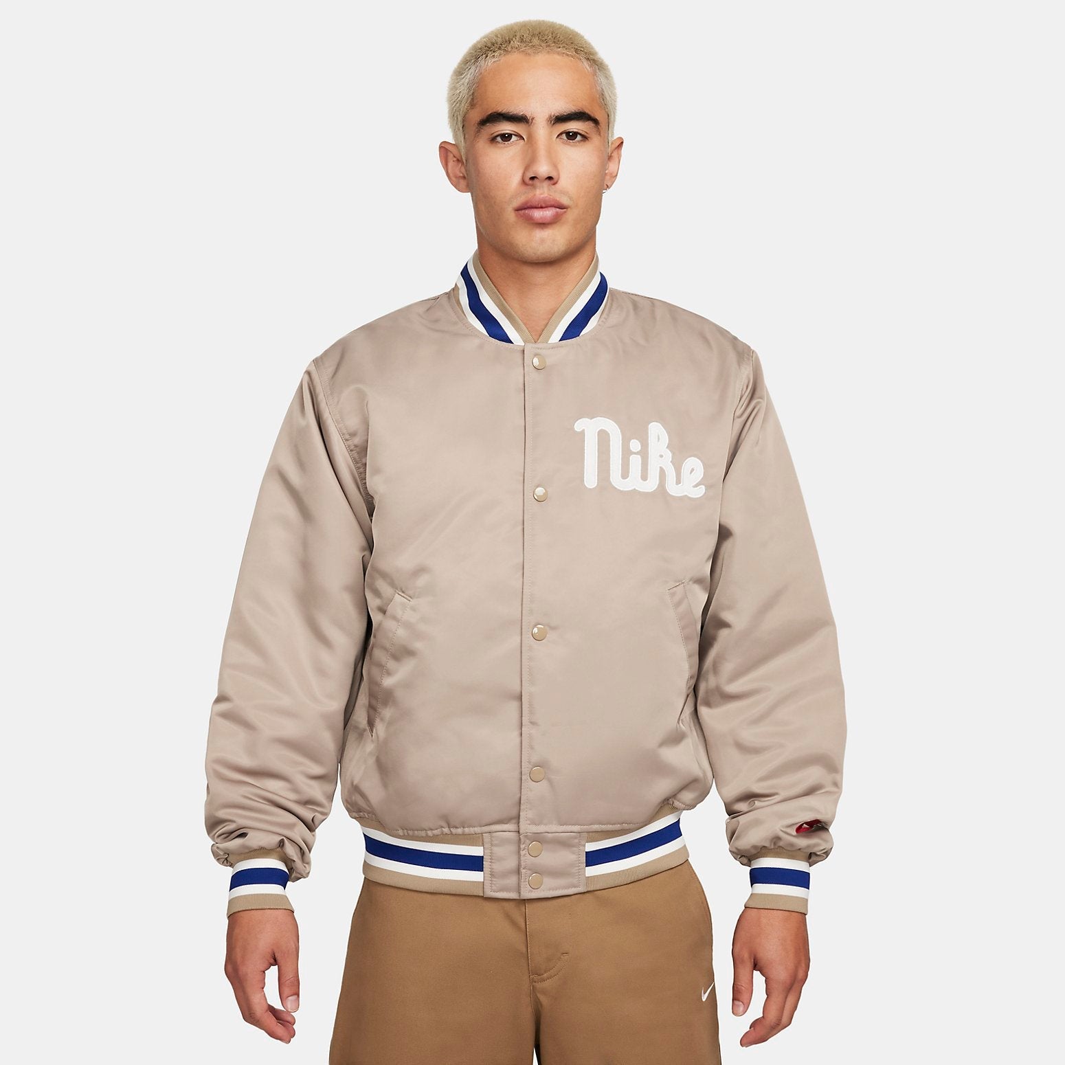 Nike Dugout Loose Satin Jacket Asia Sizing 'Khaki Sail' FQ7970-247