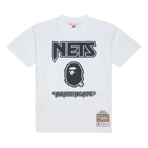 Mitchell & Ness x BAPE T-Shirt 'New Jersey Nets White' 203466575