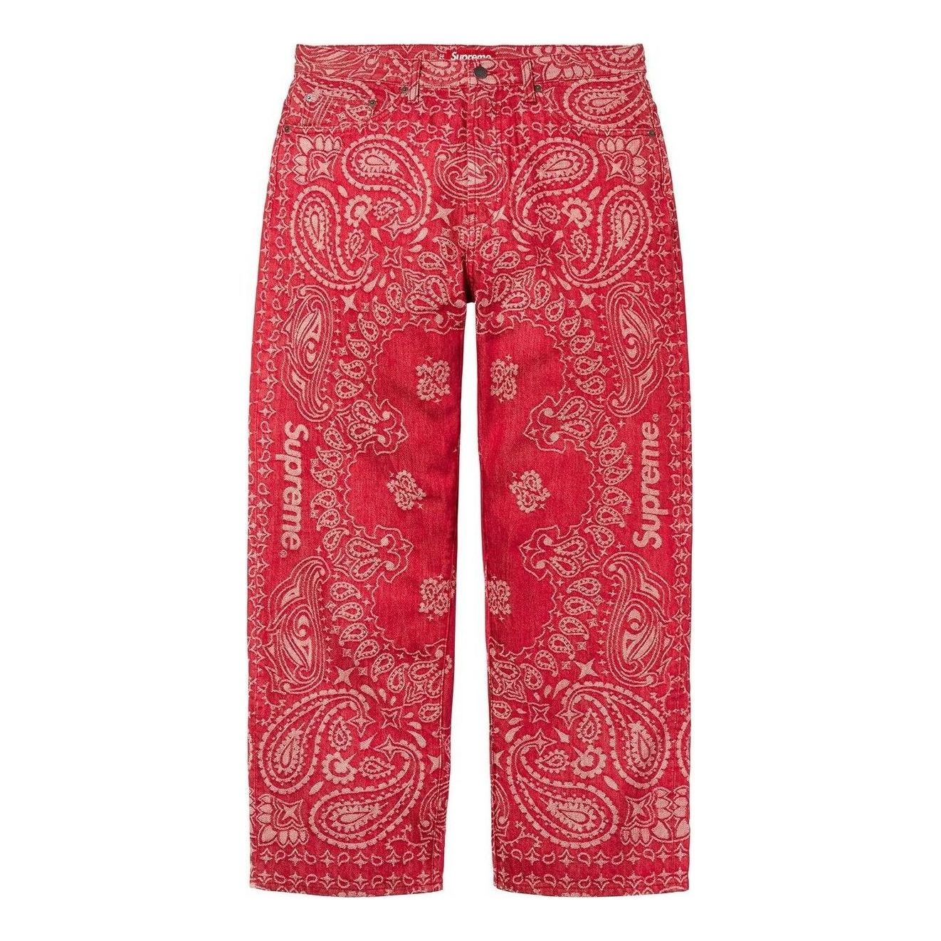 Supreme Bandana Jacquard Baggy Jean 'Red' SS25P12-RED
